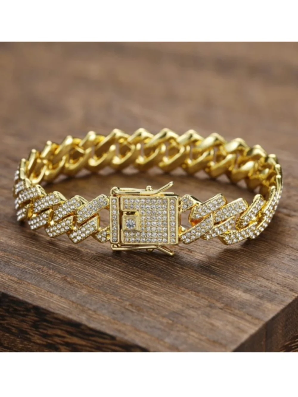 Gold Iced 14mm Men's Miami Cuban Chain Link Bracelet 8